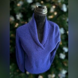 Eileen Fisher LP Large Petit merino wool & cashmere shawl collared pullover. EUC